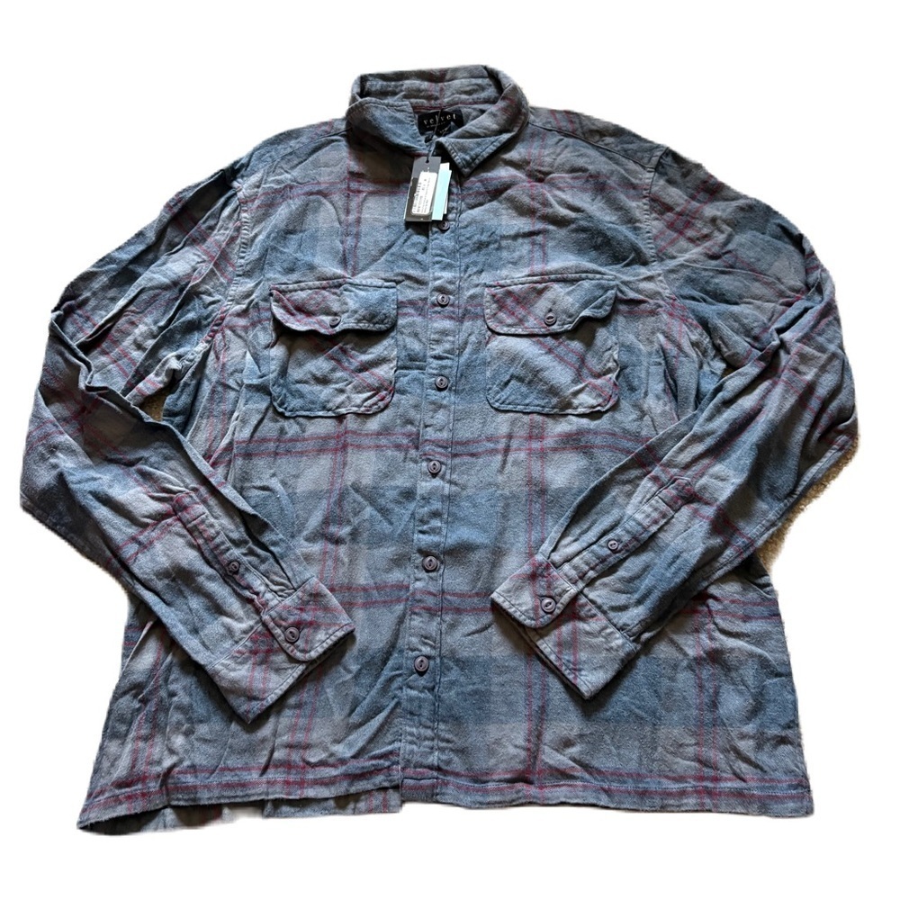 Velvet Graham & Spencer Gray Red Plaid Button-Up Shirt NEW XX Flannel